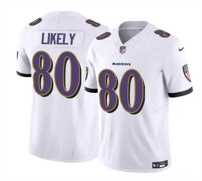 Men & Women & Youth Baltimore Ravens #80 Isaiah Likely White 2023 F.U.S.E. Vapor Limited Stitched Jersey->baltimore ravens->NFL Jersey